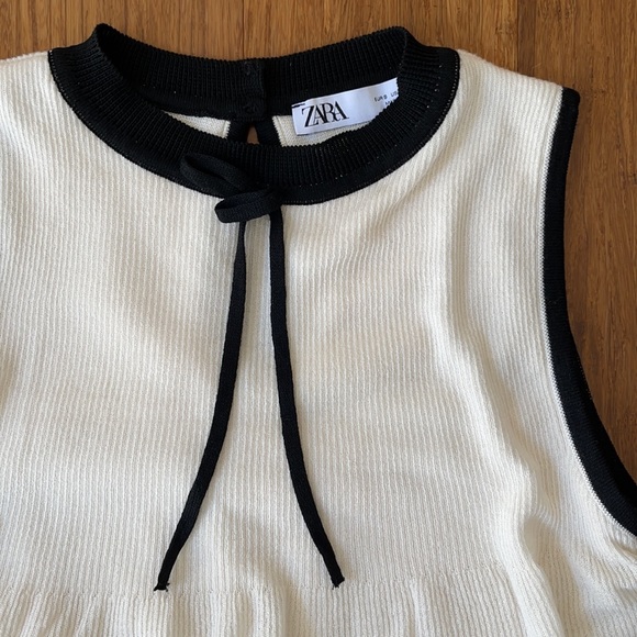 ZARA | Tiered knit midi dress in white / black - Picture 10 of 12